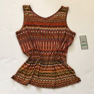 New with Tags, Multiples Multi Terracotta Geometric Print Tank Top Size Large